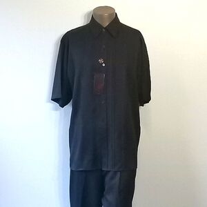 Silk & Smooth 2pc Black Men's short sleeves pants set by Cigar